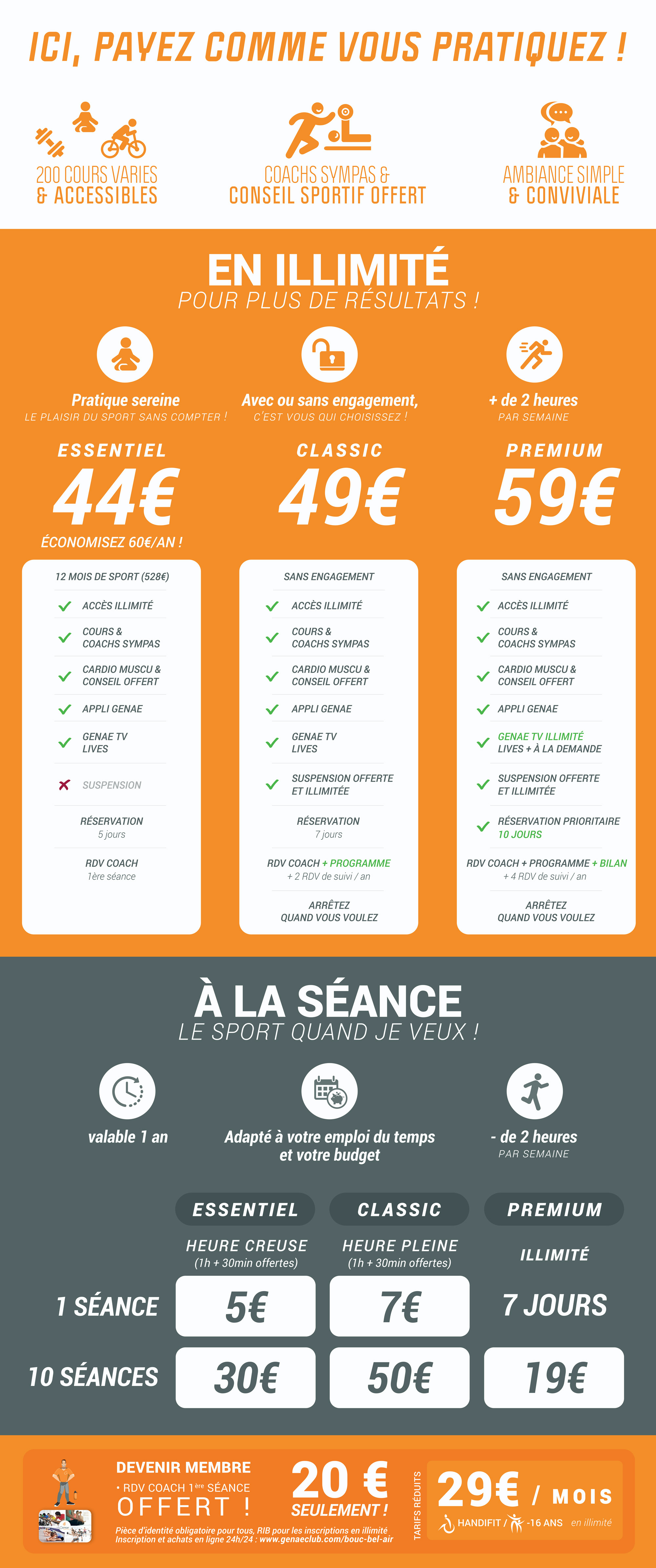 Tarifs Genae Bouc Bel Air Club de fitness S